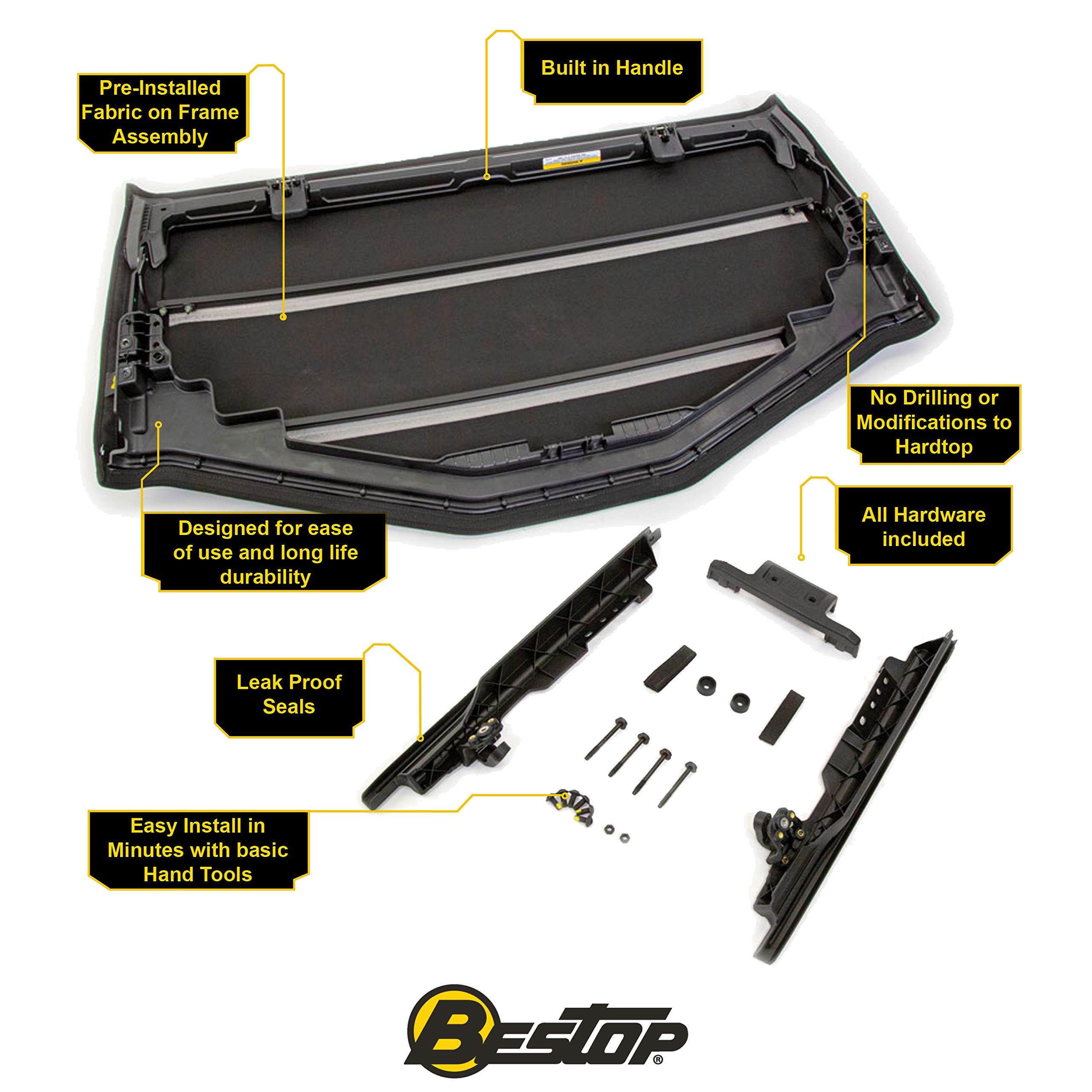 Bestop 52450-17 Sunrider for Hardtop in Black Twill for 2007-2018 2-Door and 4-Door - Image 9