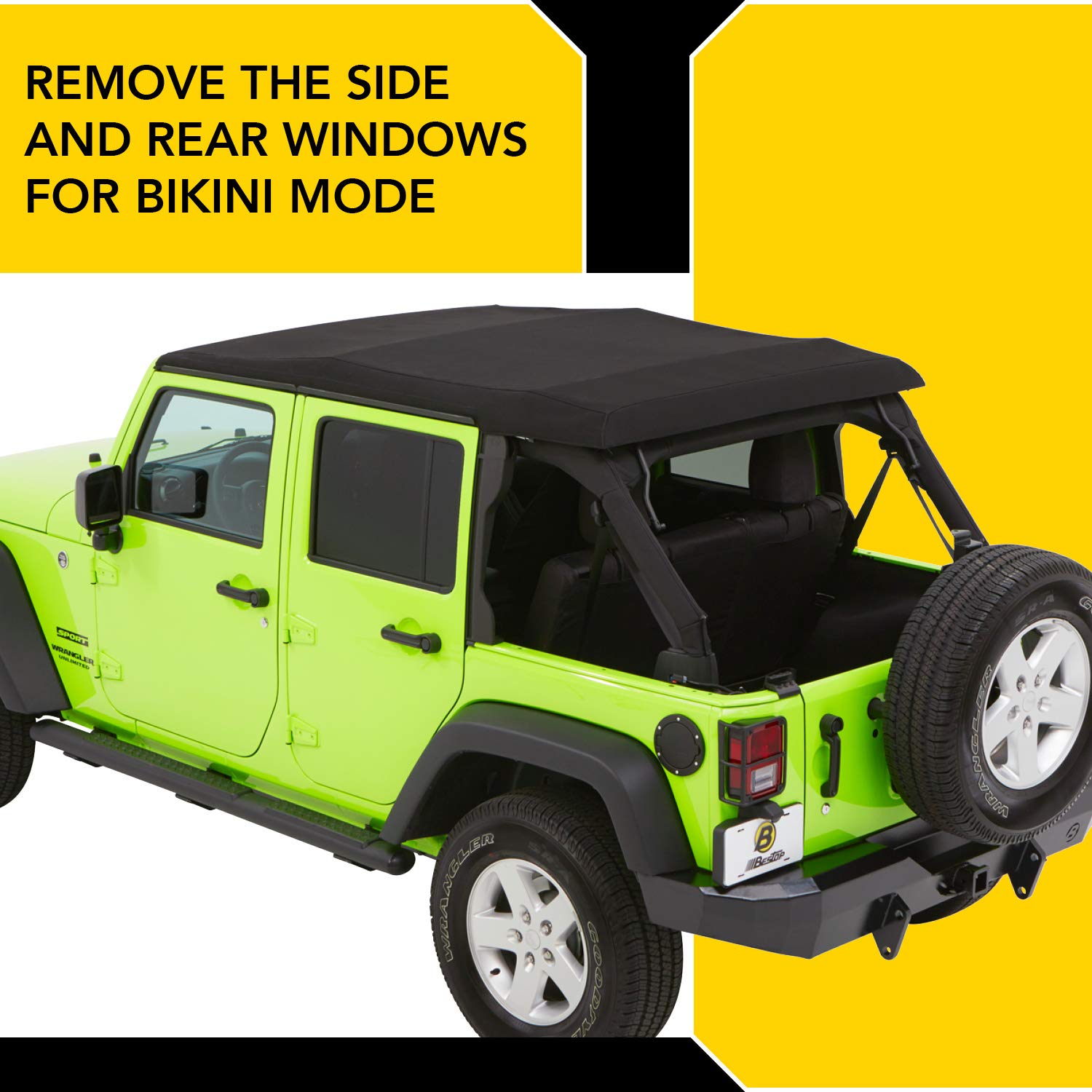 Bestop 54923-17 Black Twill Trektop NX Glide Convertible Soft Top 4-Door - Image 3