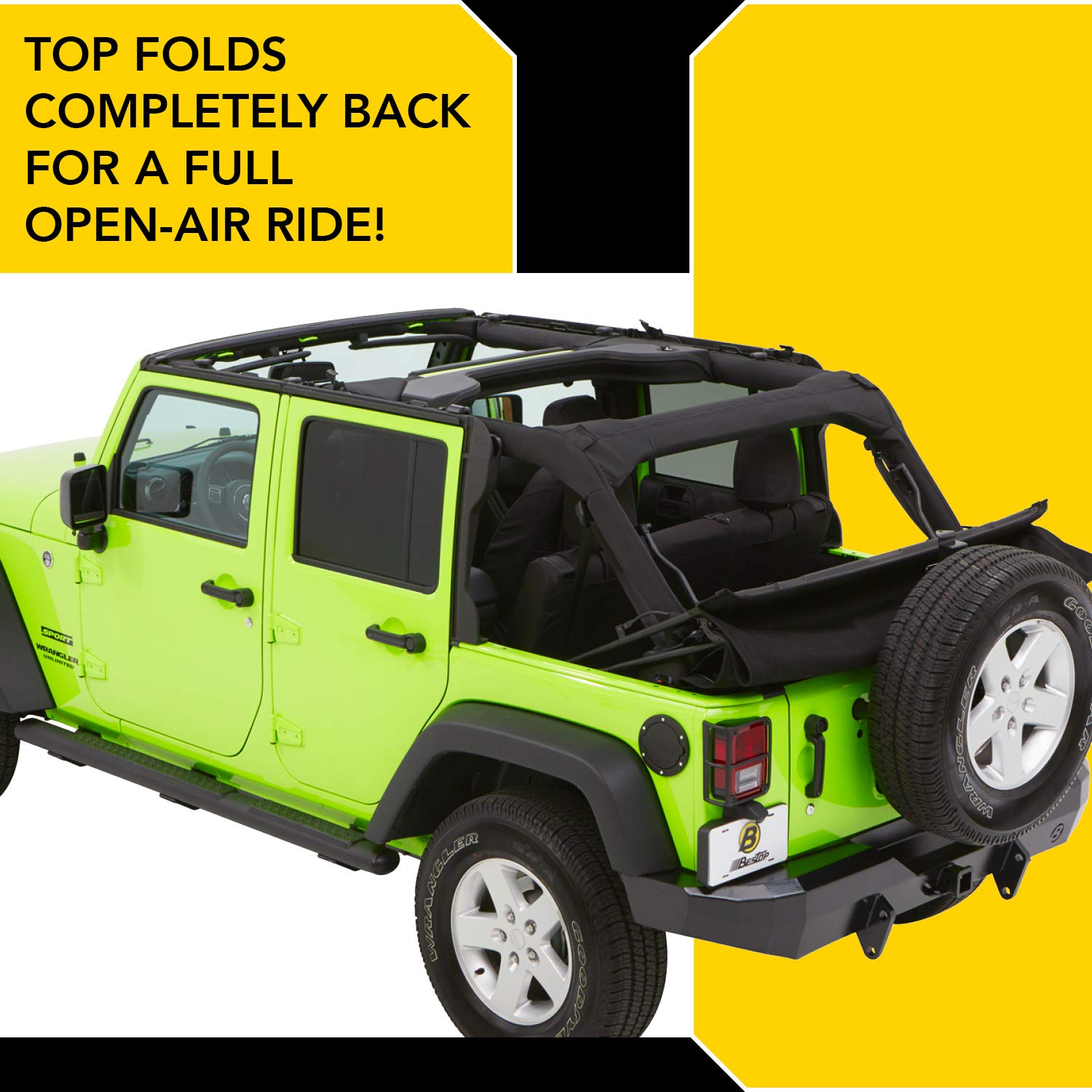Bestop 54923-17 Black Twill Trektop NX Glide Convertible Soft Top 4-Door - Image 5