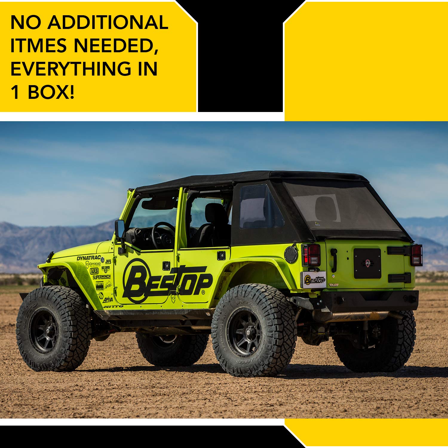 Bestop 54923-17 Black Twill Trektop NX Glide Convertible Soft Top 4-Door - Image 7